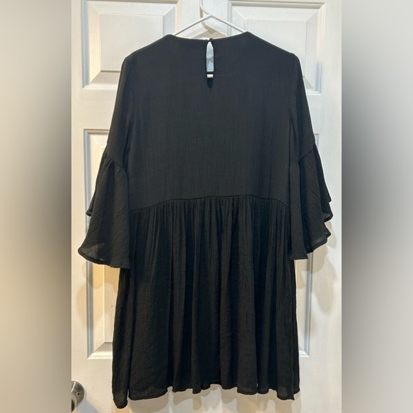 UMGEE Black Embroidered Tunic Dress Gauzy Boho Whimsy Goth Women Sz M - Picture 3 of 10